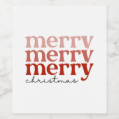 Merry kersttekst Greeting Red en White Wijn Etiket (Enkel label)