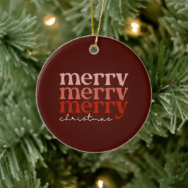 Merry kersttekst Greeting Red Keramisch Ornament