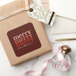 Merry kersttekst Greeting Red Vierkante Sticker