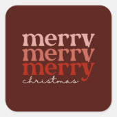 Merry kersttekst Greeting Red Vierkante Sticker (Voorkant)