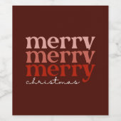 Merry kersttekst Greeting Red Wijn Etiket (Enkel label)