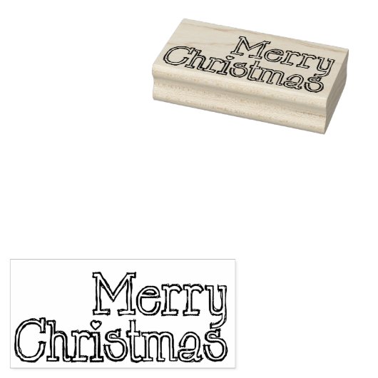 Merry kersttekst Rubber Art Stempel (Gestempeld)