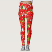 Merry kersttekst Starry Red Green White Leggings (Voorkant)
