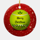 Merry Kersttennis Ball Keramisch Ornament (Achterkant)