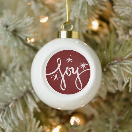Merry Kersttering Joy Snowflakes Handgetekend Keramische Bal Ornament (Boom)