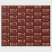 Merry Kersttext Greeting Red Pattern Cadeaupapier (Vlak)
