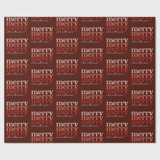 Merry Kersttext Greeting Red Pattern Cadeaupapier (Vlak)