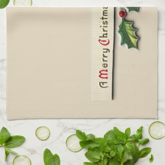 Merry kersttheedoeken theedoek (Gevouwen)