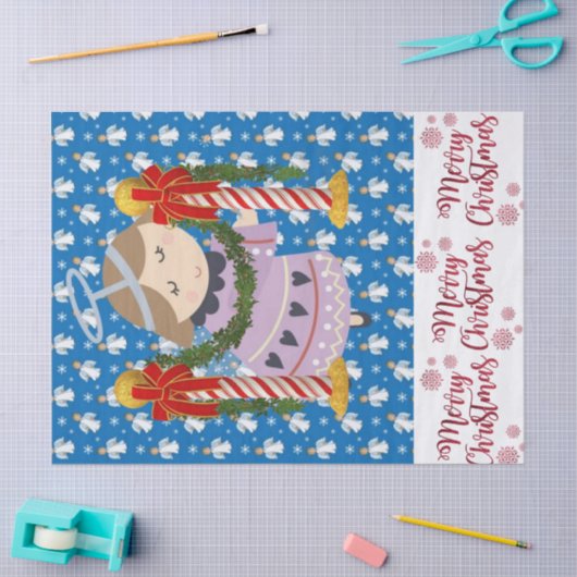 Merry kersttissue Paper Angel Blue Tissuepapier (Craft)