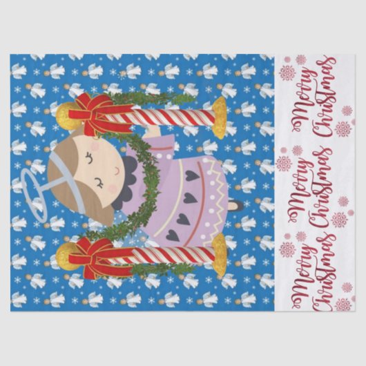 Merry kersttissue Paper Angel Blue Tissuepapier (Voorkant)