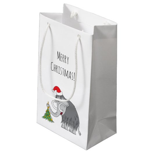 Merry Kersttree Cute Mammoth Santa Hat Small Klein Cadeauzakje (Achterkant Gekanteld)