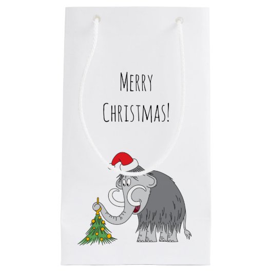 Merry Kersttree Cute Mammoth Santa Hat Small Klein Cadeauzakje (Voorkant)