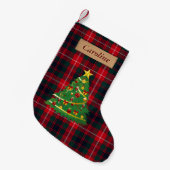 Merry Kersttree Fabric Scottish Pset Tartan Kleine Kerstsok (Voorkant (Hangend))