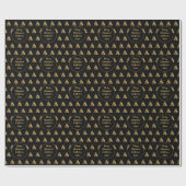 Merry Kersttree Pattern Elegant Black Gold Cadeaupapier (Vlak)