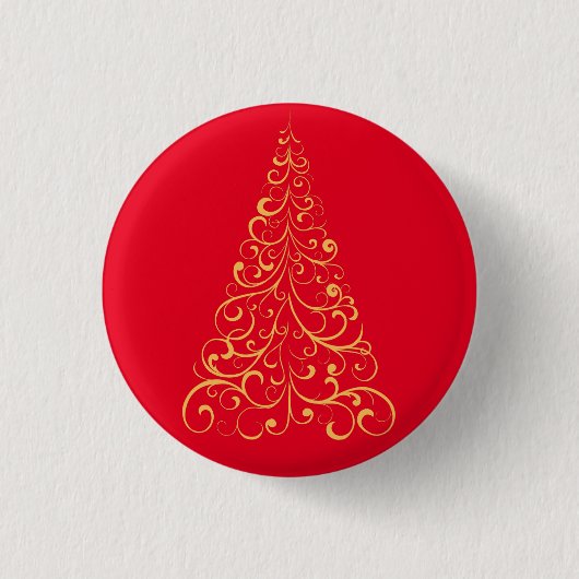 Merry kersttree - red ronde button 3,2 cm (Voorkant)