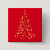 Merry kersttree - red vierkante button 5,1 cm (Voorkant)
