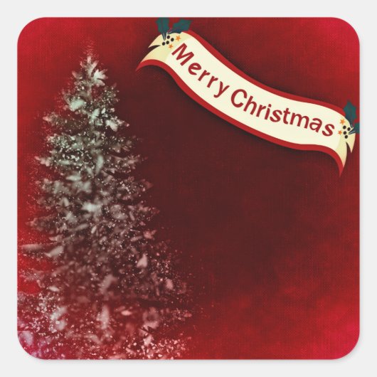 Merry kersttree vierkante sticker (Voorkant)