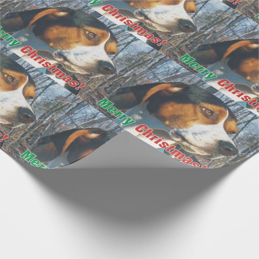 Merry KerstTreeing Walker Coonhound Cadeaupapier (Hoek)