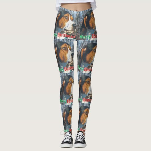 Merry KerstTreeing Walker Coonhound Leggings (Voorkant)