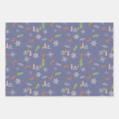 Merry kersttrekbomen Snowflakes Flowers Inpakpapier Vel (Voorkant 3)