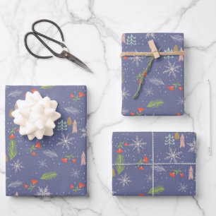 Merry kersttrekbomen Snowflakes Flowers Inpakpapier Vel