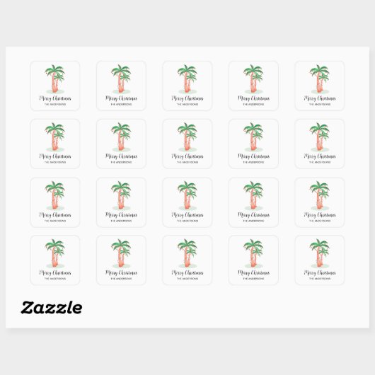 Merry Kersttropical Palm Tree Square Sticker (Vel)
