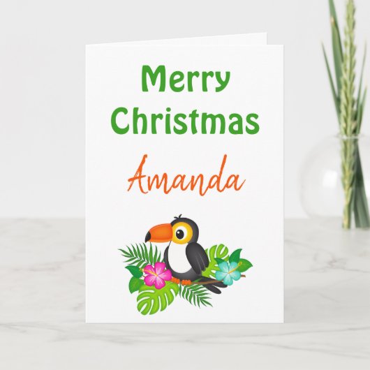 Merry Kersttropical Toucan Kaart (Voorkant)