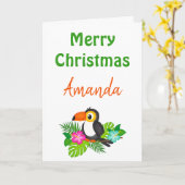 Merry Kersttropical Toucan Kaart (Gele Bloem)