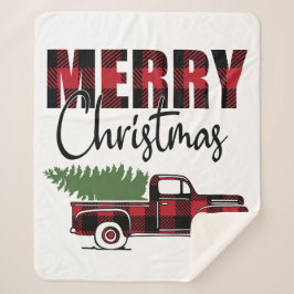 Merry Kersttruck Sherpa Deken