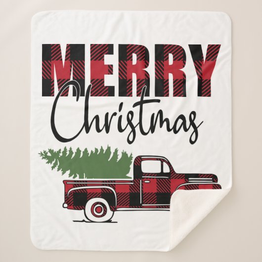 Merry Kersttruck Sherpa Deken (Voorkant)