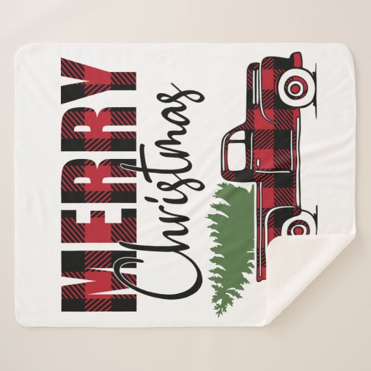Merry Kersttruck Sherpa Deken (Voorkant (horizontaal))