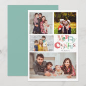 Merry kersttypografie 4 Foto Collage Cute Kaart (Voorkant / Achterkant)