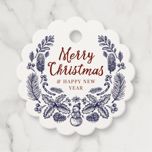 Merry Kersttypografie Bedankjes Labels (Voorkant)