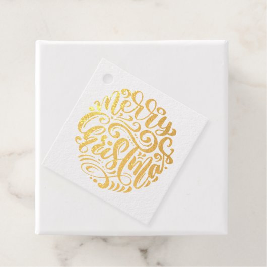 Merry Kersttypografie Bedankjes Labels (Met doos)