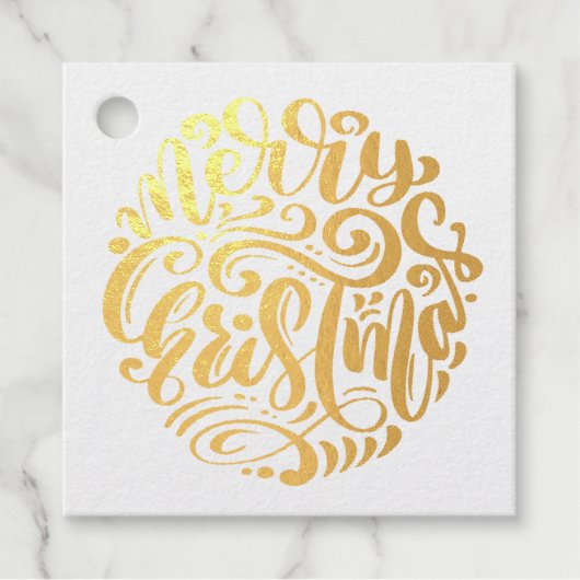 Merry Kersttypografie Bedankjes Labels (Voorkant)