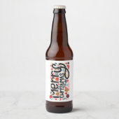 Merry Kersttypografie Bier Etiket (Voorkant)