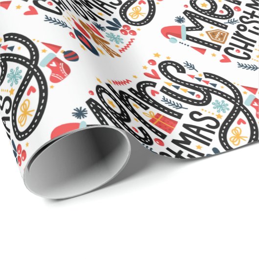 Merry Kersttypografie Cadeaupapier (Rol Hoek)