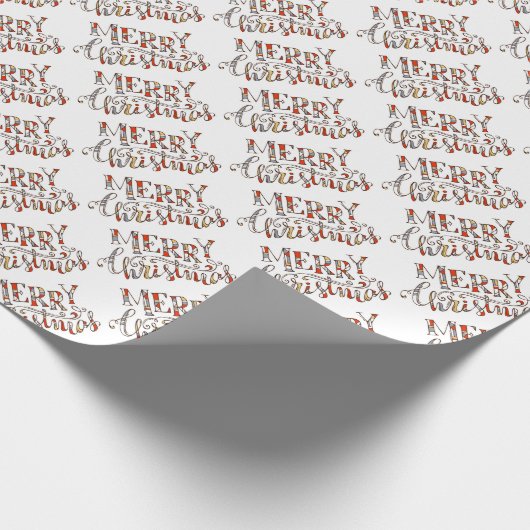 Merry Kersttypografie Cadeaupapier (Hoek)