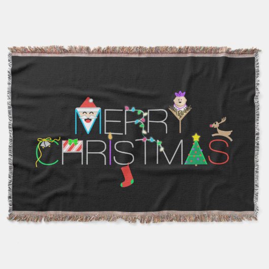 Merry Kersttypografie Deken (Voorkant)