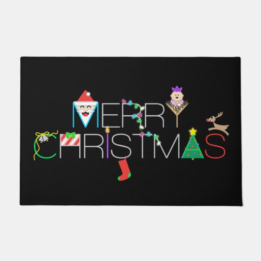 Merry Kersttypografie Deurmat (Voorkant)