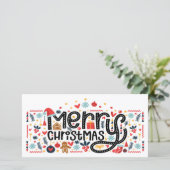 Merry Kersttypografie Feestdagenkaart (Staand voorkant)