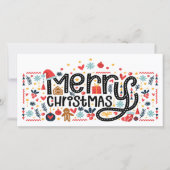 Merry Kersttypografie Feestdagenkaart (Voorkant)