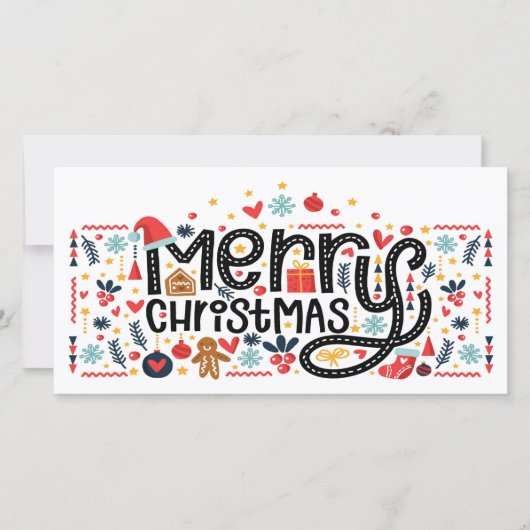 Merry Kersttypografie Feestdagenkaart (Voorkant)