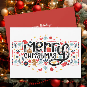 Merry Kersttypografie Feestdagenkaart