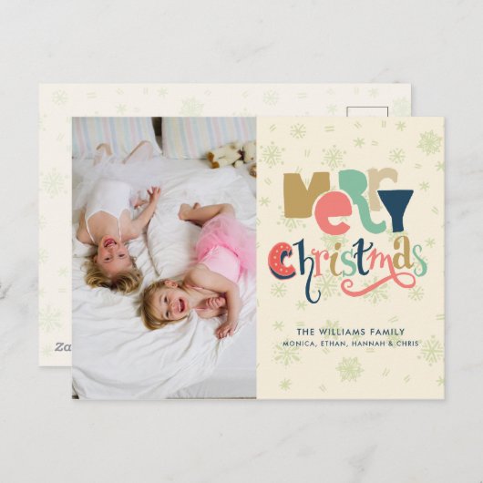 Merry Kersttypografie Feestdagenkaart (Voorkant / Achterkant)