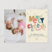 Merry Kersttypografie Feestdagenkaart (Voorkant)