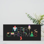 Merry Kersttypografie Feestdagenkaart (Staand voorkant)