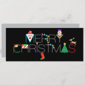 Merry Kersttypografie Feestdagenkaart (Voorkant / Achterkant)