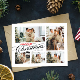 Merry KerstTypografie Foto Collage Briefkaart