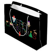 Merry Kersttypografie Groot Cadeauzakje (Achterkant Gekanteld)